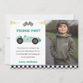 Jongen Race Auto Verjaardagsfeestje Dank je kaart (Voorkant)