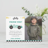 Jongen Race Auto Verjaardagsfeestje Dank je kaart (Staand voorkant)