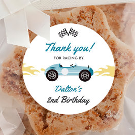 Jongen Race Auto Verjaardagsfeestje Ronde Sticker