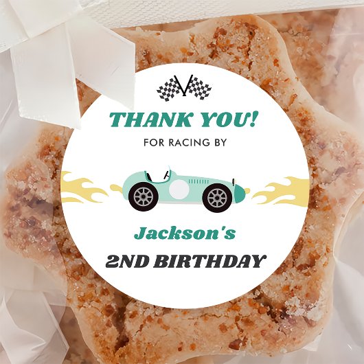 Jongen Race Auto Verjaardagsfeestje Ronde Sticker