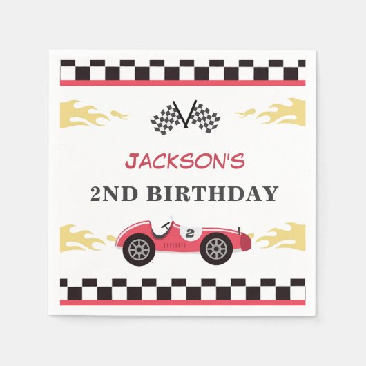 Jongen Race Auto Verjaardagsfeestje Servet (Voorkant)