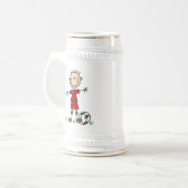 Jongen Red Uniform Soccer Player T-shirts en cadea Bierpul (Voorkant links)