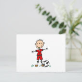 Jongen Red Uniform Soccer Player T-shirts en cadea Briefkaart (Staand voorkant)