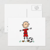 Jongen Red Uniform Soccer Player T-shirts en cadea Briefkaart (Voorkant / Achterkant)