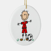 Jongen Red Uniform Soccer Player T-shirts en cadea Keramisch Ornament (Rechts)