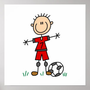 Jongen Red Uniform Soccer Player T-shirts en cadea Poster