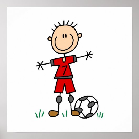 Jongen Red Uniform Soccer Player T-shirts en cadea Poster (Voorkant)