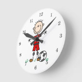 Jongen Red Uniform Soccer Player T-shirts en cadea Ronde Klok (Hoek)