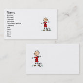 Jongen Red Uniform Soccer Player T-shirts en cadea Visitekaartje (Voorkant / Achterkant)