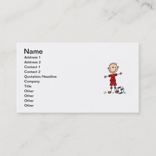 Jongen Red Uniform Soccer Player T-shirts en cadea Visitekaartje (Voorkant)