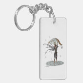 Jongen Regen Fairy Met Blad Acryl Sleutelhanger (Voorkant Links)