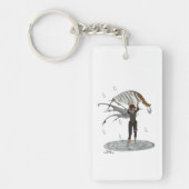 Jongen Regen Fairy Met Blad Acryl Sleutelhanger (Voorkant)