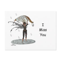 Jongen Regen Fairy Met Blad Briefkaart