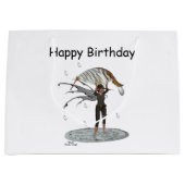 Jongen Regen Fairy Met Blad Gift Bag Groot Cadeauzakje (Voorkant)