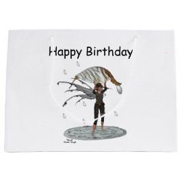 Jongen Regen Fairy Met Blad Gift Bag Groot Cadeauzakje