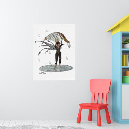 Jongen Regen Fairy Met Blad Poster