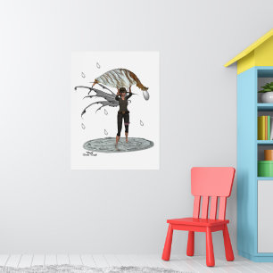 Jongen Regen Fairy Met Blad Poster