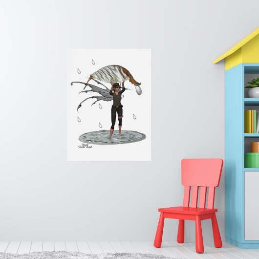 Jongen Regen Fairy Met Blad Poster (Kinderkamer 1)