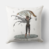 Jongen Regen Fairy Met Blad Sierkussen (Achterkant)