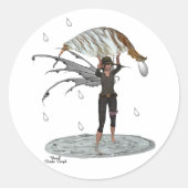 Jongen Regen Fairy Met Blad Stickers (Voorkant)