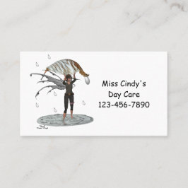 Jongen Regen Fairy Met Blad Visitekaartjes Contactkaartje