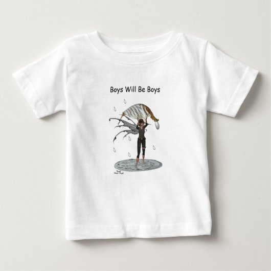 Jongen Regen Fairy Met Leaf Baby Baby T-shirt (Voorkant)
