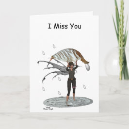 Jongen Regen Fairy Met Leaf Gevouwen Wenskaart Kaart