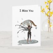 Jongen Regen Fairy Met Leaf Gevouwen Wenskaart Kaart (Gele Bloem)