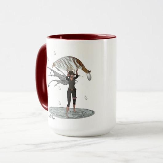 Jongen Regen Fairy Met Leaf Koffie Mok (Voorkant links)