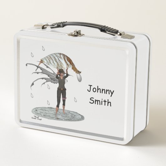 Jongen Regen Fairy Met Leaf Metal Lunchbox (Voorkant)