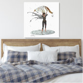 Jongen Regen Fairy Met Leaf Stretched Canvas Print (Insitu (Slaapkamer))