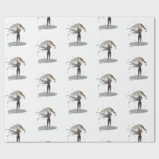 Jongen regen fee met blad inpakpapier (Vlak)