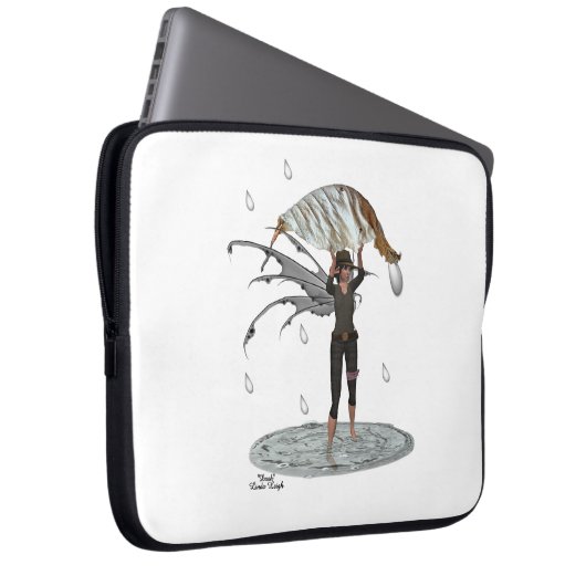 Jongen regen fee met blad laptop mouw laptop sleeve (Voorkant Rechts)