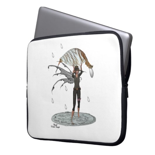 Jongen regen fee met blad laptop mouw laptop sleeve (Voorkant Links)