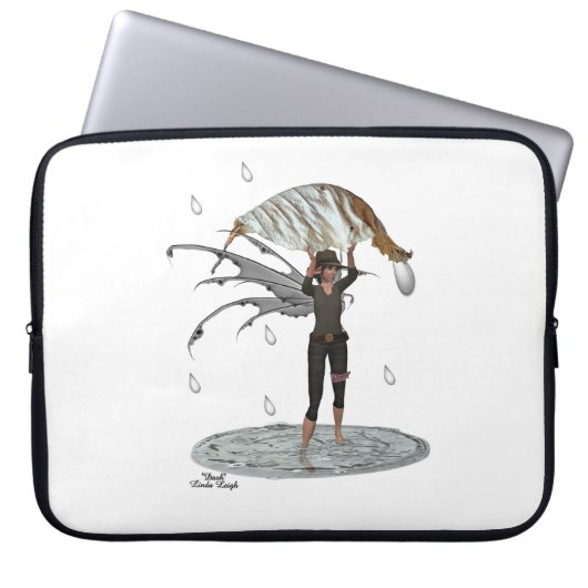 Jongen regen fee met blad laptop mouw laptop sleeve (Voorkant)