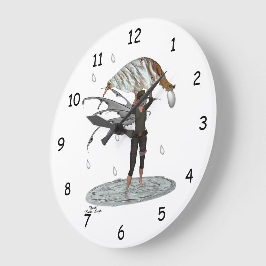 Jongen regen fee met blad muur klok (Hoek)