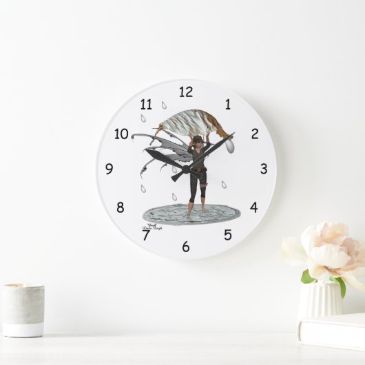 Jongen regen fee met blad muur klok (Huis)