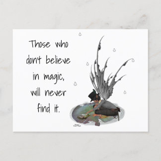 Jongen regen fee met kikker ansichtkaart briefkaart