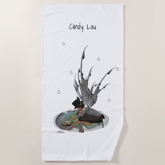 Jongen regen fee met kikker strand handdoek (Voorkant)