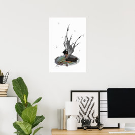Jongen Regen met kikkervis Poster