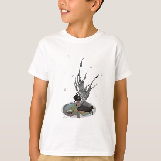 Jongen Regen met kikkervisjes van Kinderen T-shirt (Voorkant)