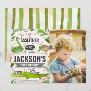 Jongen Reptiel Verjaardagsfeestfoto Kaart