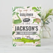 Jongen Reptiel Verjaardagsfeestje Kaart (Staand voorkant)