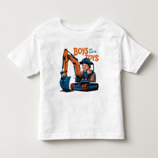 Jongen rijden constructie avontuur kinder shirts (Voorkant)