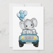 Jongen rijden door Baby shower olifant in auto Kaart (Achterkant)