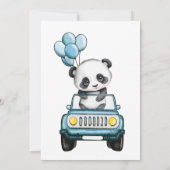 Jongen rijden door Baby shower Panda Car Kaart (Achterkant)