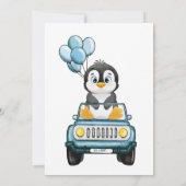 Jongen rijden door Baby shower Penguin in auto Kaart (Achterkant)