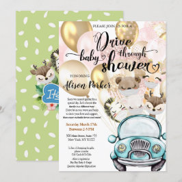 Jongen rijden door Baby shower | Safari Friends Kaart