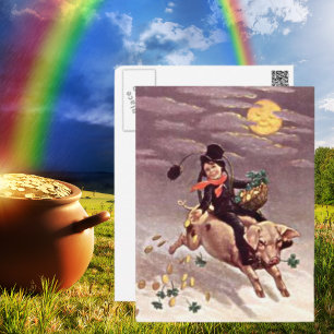  Jongen Rijden Een Varken St Patrick's Day Briefkaart