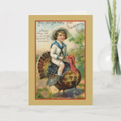 Jongen Rijden Turkije Custom Thanksgiving Feestdagen Kaart (Voorkant)